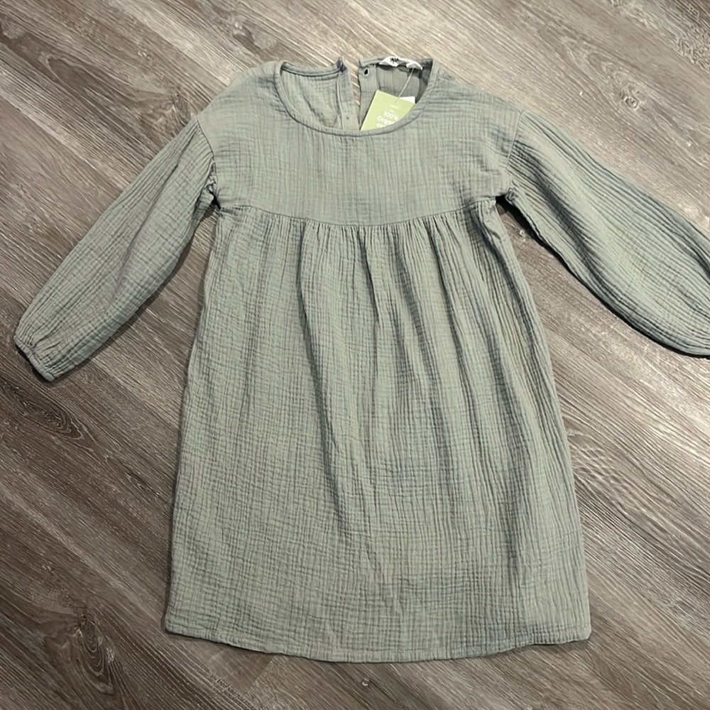 H & M Organic Cotton long sleeve dress - sage green size 6x